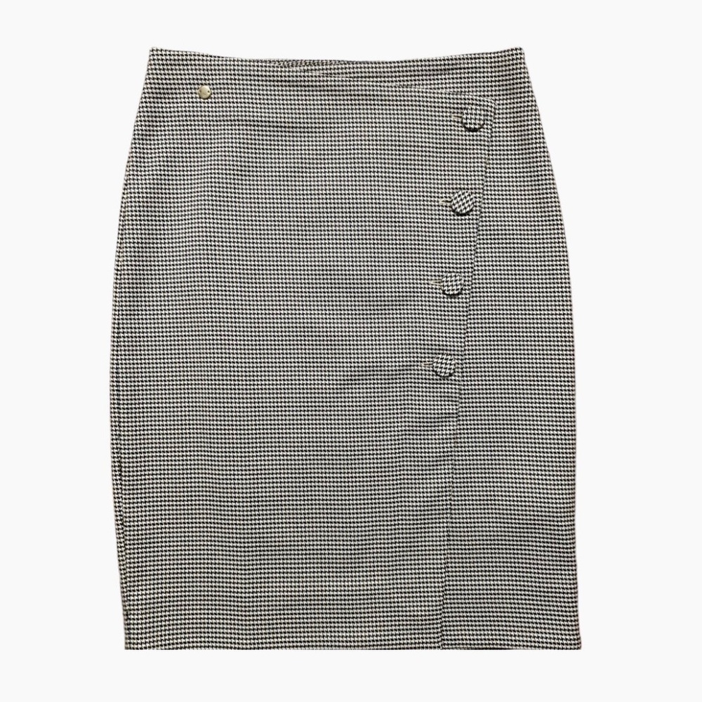 NWT Pedro del Hierro black and white houndstooth pencil skirt size 8